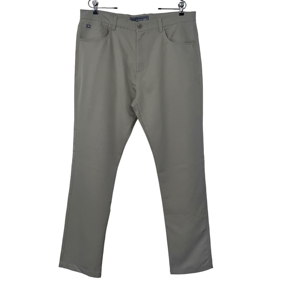 Haus Of Grey Matte Grey Performance Pants Mens 36X33 Gray Golf Casual Flat Front